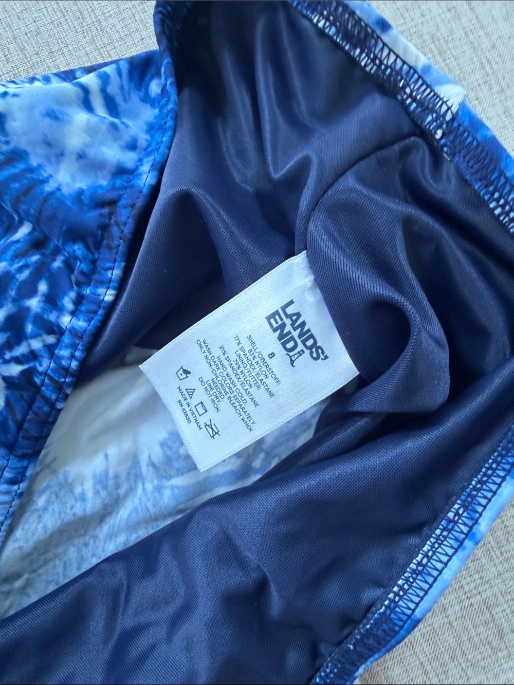 Lands End swim skirt/skort bottoms womens 8 blue graphic ruched modest beach - Picture 3 of 8